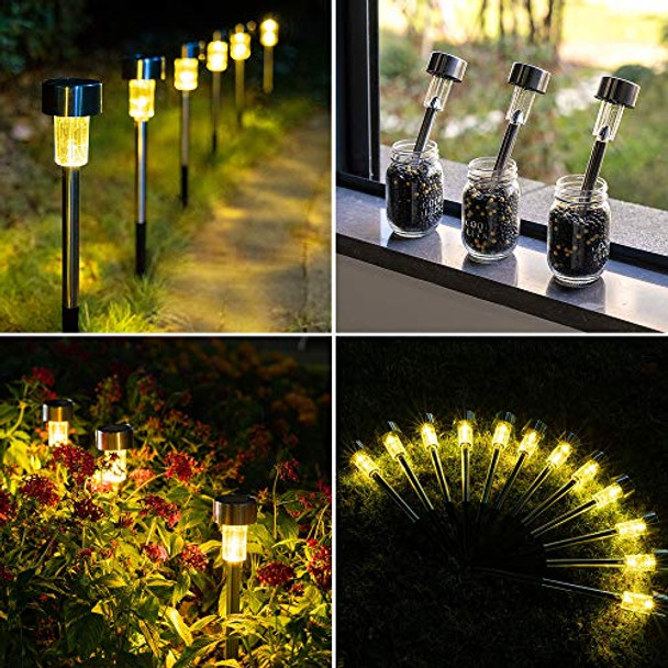Gigalumi Solar Pathway Lights Stainless Steel Ip44 Waterproof Auto On/Off Outdoor Led Solar Landscape Lights For Garden Yard Patio Path And Walkway(12 Pack Warm White)
