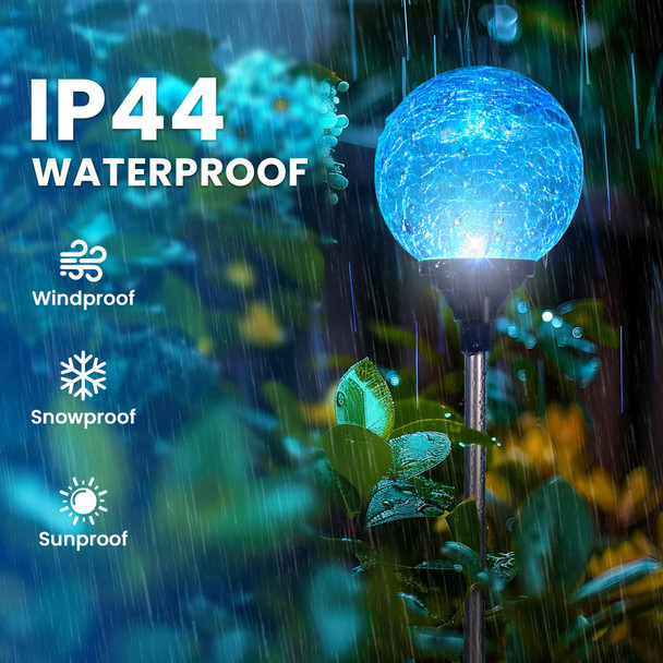 Gigalumi Solar Garden Lights 6 Pack Outdoor Solar Lights For Yard Decorative Solar Lights Outdoor Waterproof Multi-Colored Changing Garden Globes Cracked Glass Ball With Led Lights
