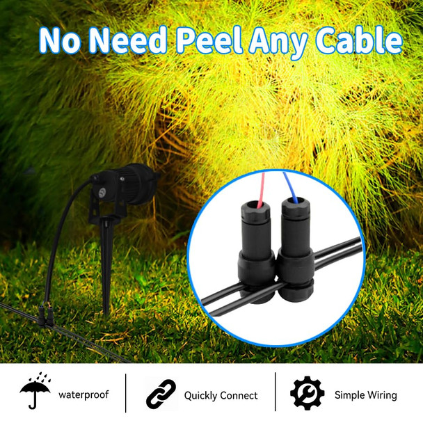 Glw 12 Pack Low Voltage Landscape Lights Connectors Work For Outdoor Led Landscape Lighting Path Garden Spotlights 12-16 Gauge Cable Wire Connector