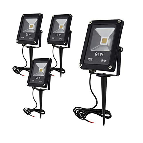 Glw 10W Led Landscape Lights 12V Low Voltage Outdoor Spotlights Warm White 3000K Ip65 Waterproof With Spike Stand For Gardenyarddeckstep [4 Pack]