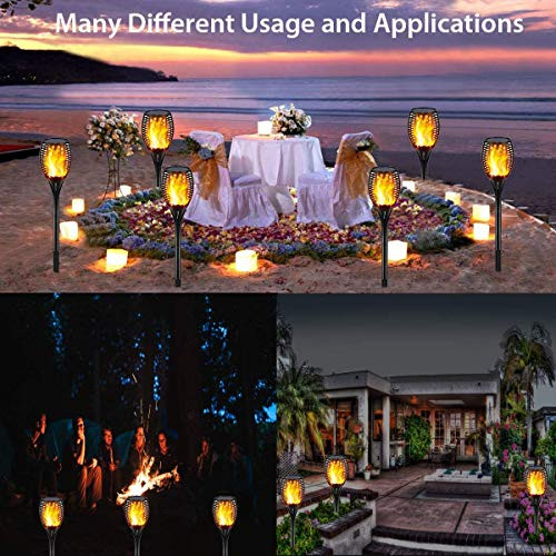 Gold Armour Gold Armour Solar Lights Outdoor - Flickering Flames Torch Lights Solar Light 42.9In Tall Waterproof Dancing Flame Lighting 96 Led Dusk To Dawn Flickering Tiki Torches Outdoor Garden (4Pack)
