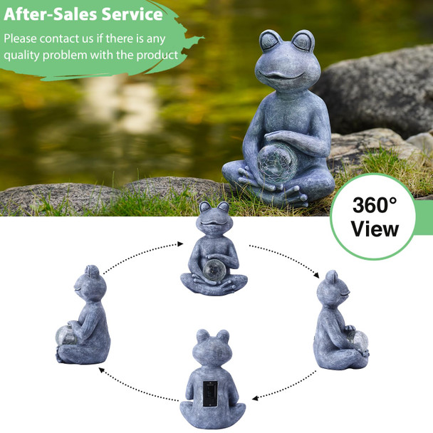 Goodeco Frog Statue With Solar Gazing Ball Lights - Zen Garden Statue For Outdoor Decor Frog S For Women & Moms Housewarming S