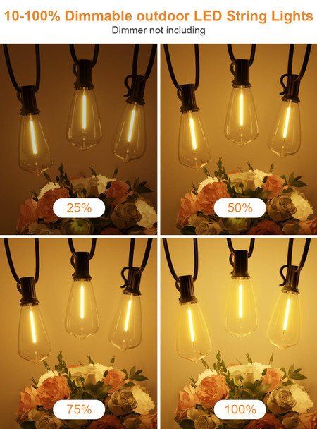 Gpatio Outdoor String Lights 60Ft Waterproof Patio Lights With 32 Hanging Globe St38 Bulbs 2700K Shatterproof For Backyard Gazebo Porch Garden Commerical Outside Decor