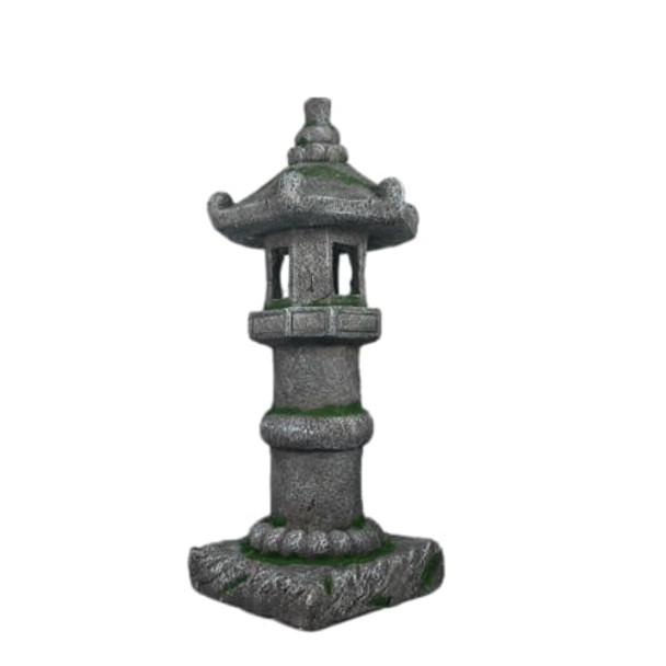 Grasolar 26" H Large Asian Zen Pagoda Outdoor Moss Solar-Powered Statue Palace Lantern For Garden Backyard Balcony Patio Lawn Yard Pond Court Japanese Ancient India Decor Meditator Stylite Presents