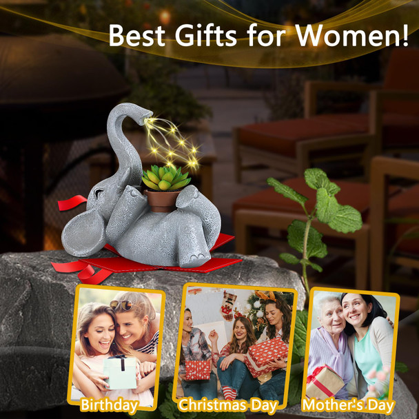 Grecomein Elephant Statue For Garden Decor With Led Solar Lightselephant S For Womenoutdoor Statue Decorationsgarden Statuesfunny Patio And Outdoor Yard Decoration