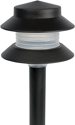 Greenlighting 35 Lumen Modern 2-Tier Low Voltage Path Light - Outdoor 2.5 Watt Landscape Light (12 Pack Black)