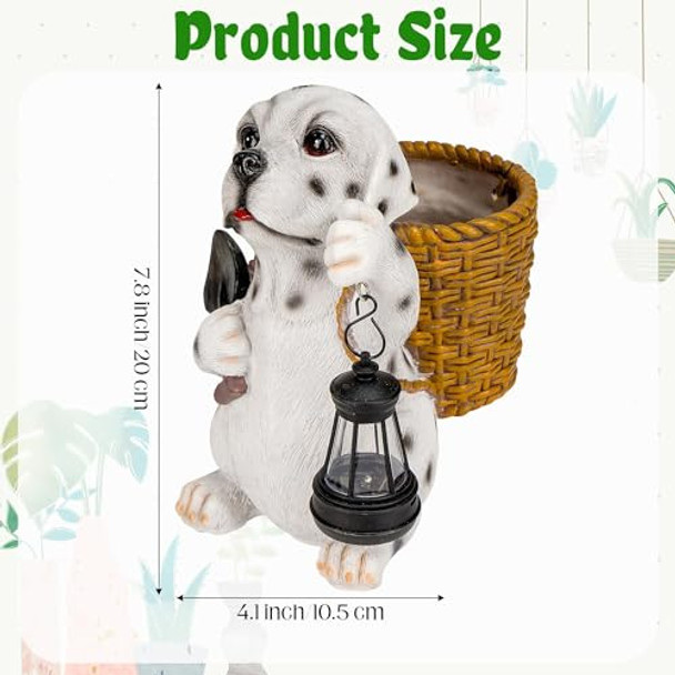 Gudaaphrmix Dog Solar Statue Lantern - Cute Resin Dog Hold A Lantern Solar Power Sculpture Flowerpot Theme Unique Art Design Decor To Patio Yard Garden S For Mom Grandma Pet Lovers Housewarming