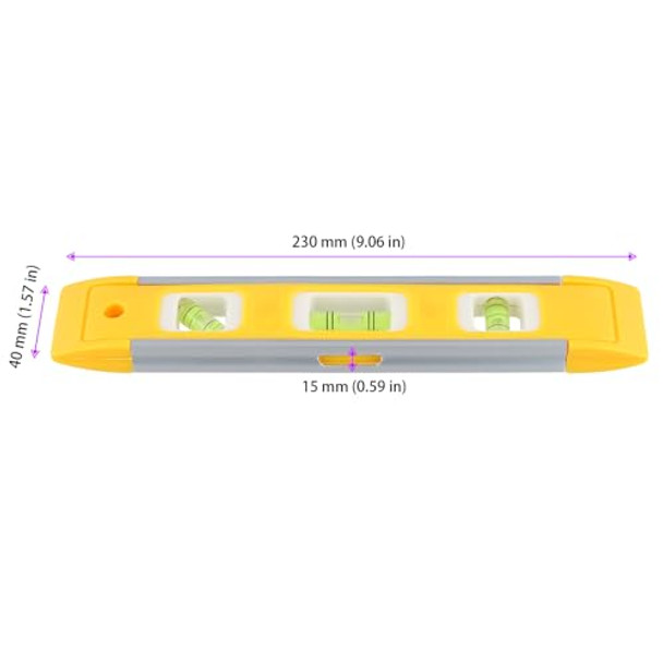 Hakzeon 14 Pcs 9 Inch Yellow Magnetic Torpedo Level Plastic Shell Bubble Level Tool Spirit Level Measuring Tool With 45/90/180 Degree Bubbles For Measurements