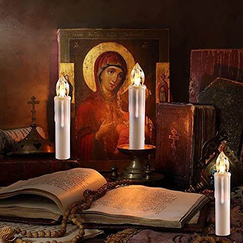 Hannahong 10 Pcs Flamless Taper Fake Candlesbattery Operated Led Window Flickering Lights With Timer Remote Perfect For Christmas Holiday Home Party Decoration Warm White