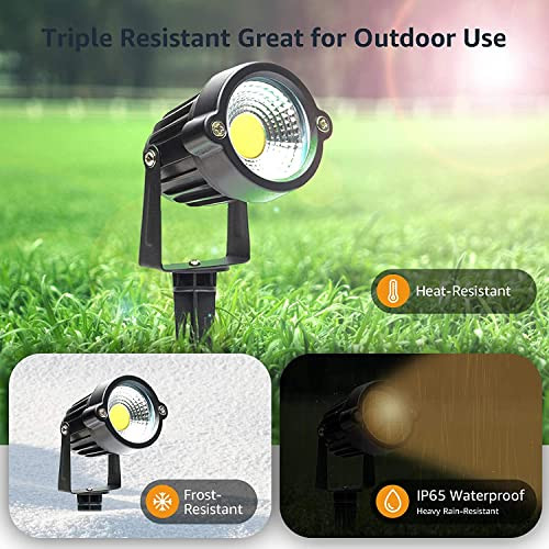 Hannahong 5W Ac120V Landscape Up Down Spot-Light With Spiked Stand And Basewarm White Cob Led For Lawn Garden Decorativeyard Step Wall Outdoor Lighting Lamp5 Ft Cable With Plugwaterproof