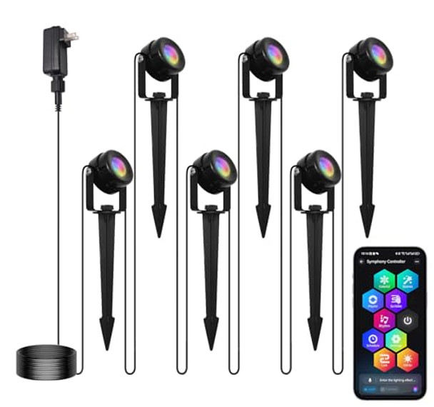 Histar Rgb Landscape Lighting With Bluetooth App Control & Remote Low Voltage Outdoor Spot Lights For Yard Garden Pathway Lawn Halloween Christmas Decor 6 Pack