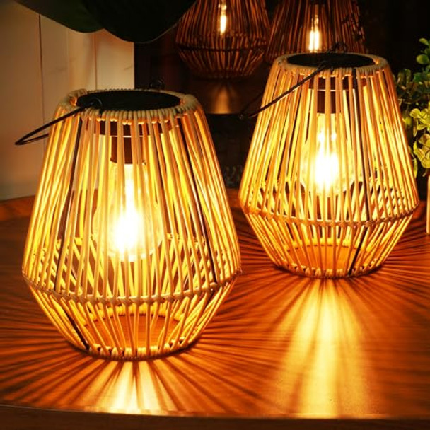 Homemory 2 Pack Solar Lanterns Outdoor Waterproof Hanging Lights Outside Solar Lamp Decorative For Garden Yard Patio Porch Trees Lawn Pathway Table