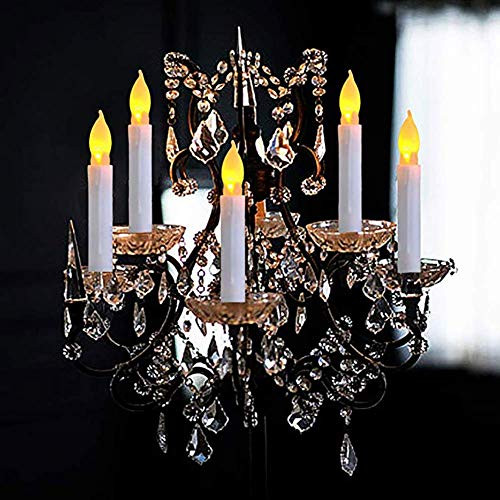 Houdlee Pack Of 24 Flameless Taper Led Candles - Battery Operated Flickering Ivory - Perfect For Wedding Christmas Parties - 6.5 Inch - White Plastic