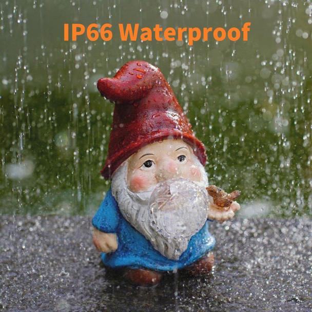 Hundrare Garden Gnome Statue Solar Light Outdoor Decorations Gnome Figurine Light For Outdoor Patio Balcony Yard Porch Lawn For Women Mom Grandma Family Friend 6.10" D X 4.33" W X 7.09" H