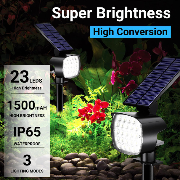Hyrion Solar Spot Light Outdoor Waterproof Ip65 23 Led 3 Lighting Modes Solar Powered Garden Lights Landscape Lighting For Yardtree Lawn Pathway 4 Pack Cool White