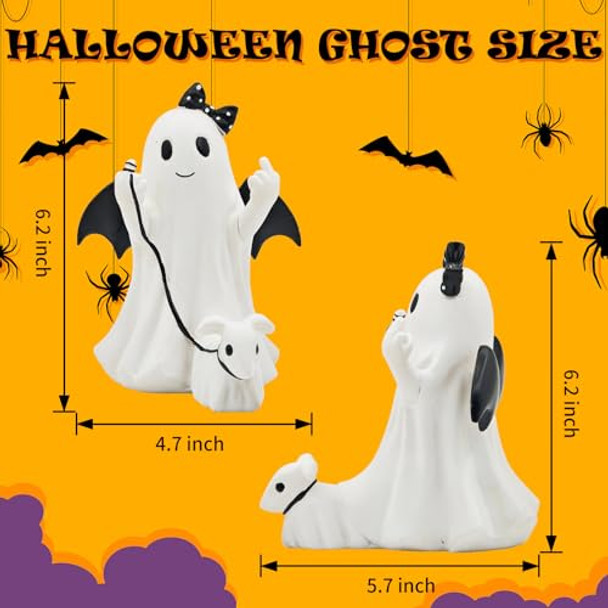 Hzaavs Ghost Walking Dog Statue Decor With Led Halloween Spooky Ghost Dog Resin Figurinecute Light-Up Finger Ghost Decorations For Party Home Bedroom Shelf Table Centerpiece (Girl)