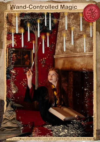 Ifamuly Floating Candles With Wand Christmas Decorations 20 Pcs Flickering Warm Light Flameless Floating Led Candle With Wand Remote Magic Hanging Taper Candles Set For Birthday Theme Party Decor Xmas S