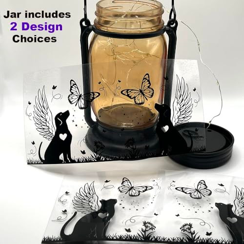 Iheartdogs Iheartdogs Angel Dog Or Cat Memorial Mason Jar Solar Light - Outdoor Hanging Lantern Garden Stake Solar Powered Garden Decor - Warm Light