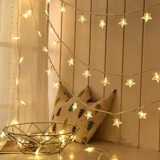Iridescent Star String Lights 16Ft/5M 50 Led Plug In String Lights Warm White Fairy Lights For Christmas/Wedding/Party Indoor And Outdoor Decoration