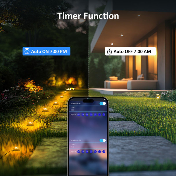 Ivrich Ivrich 50Ft Outdoor Ground Lights Smart Rgb Pathway Lights With App/Remote Control Ip68 Waterproof Music Sync Timer Function Color Changing For Patio Yard Lawn Walkway Driveway Garden Decor