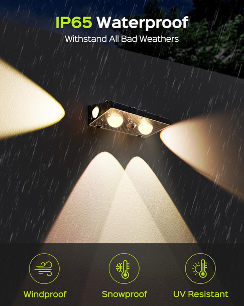 Jackyled Solar Fence Lights 12 Pack Outdoor Waterproof Led Light Solar Powered 10 Modes Rgb Color Changing/Warm White 3-Way Lensed Lighting For Deck Railing Backyard Wall