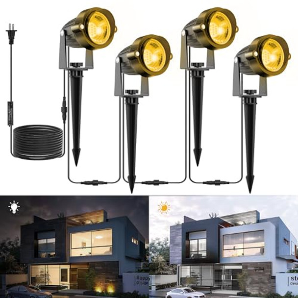 Jandcase Low Voltage Landscape Lighting Dusk To Dawn Outdoor Lighting 20W Led Landscape Lights With Connectors 12V Warm White 3000K Outdoor Spot Lights Ip65 Waterproof For Garden Yard Pathway 4 Pack