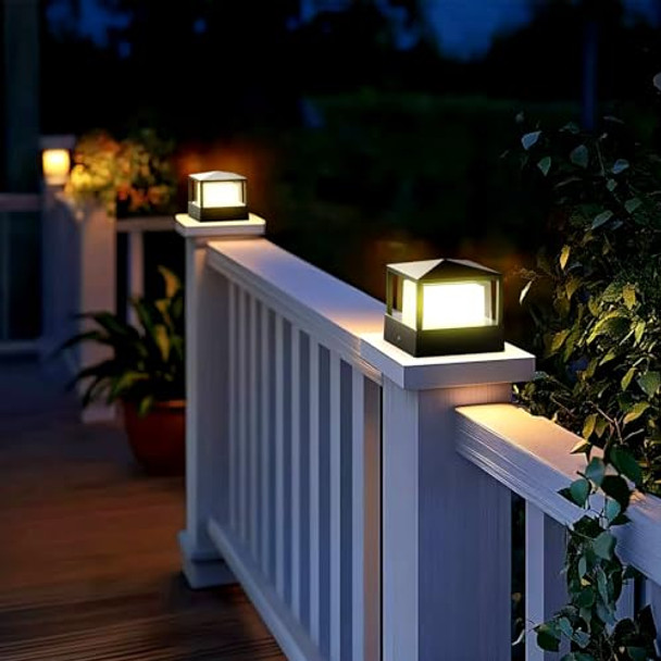 Jhotec Pillar Lightsround 5 X 5 In Outdoor Post Lightoutdoor Column Lamp Deck/Fence/Post Cap Lightslamp Posthigh Voltage Wired Waterproof Aluminum Post Lightip65(Round 5X5In)