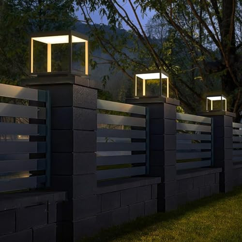 Jhotec Post Lights Outdoor Modern Post Lightsled Fence Deck Cap Lights Landscape Ip54 Waterproof Lantern Column Lamppillars Lightslawn Lamp (Hardwire 10" X 10")