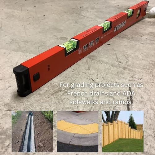 Kapro - 105 Topgrade Gradient Box Level - With Slope Measurements - Features Pre-Set Sloped Vials Rubberized End Caps Finely Milled Precision Surface - Hand Calibrated - Aluminum - 48 Inch