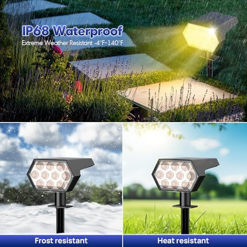 Kaxiida Solar Spot Lights Outdoor Waterproof Ip68 3 Modes & 25% High Conversion Efficiency Rate  Pro Max 92 Led Bright Solar Lights Outdoor (Cold White4 Pack)