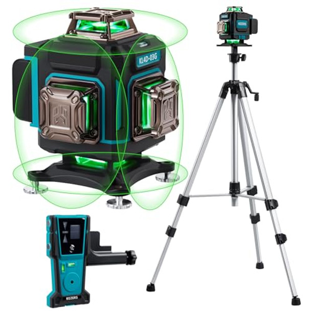 Kezers Laser Level Set With Receiver4 X360 Self Leveling Laser Level With Tripod And Grade Rod For Constructionhome Renovationhanging Pictures2 Batteriesremote Controltouch Screen