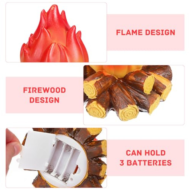 Kisangel Mini Campfire Lamp Flame-Like Led Night Light Table Lamp Battery Operated Decorative For Indoor Christmas Halloween Camping