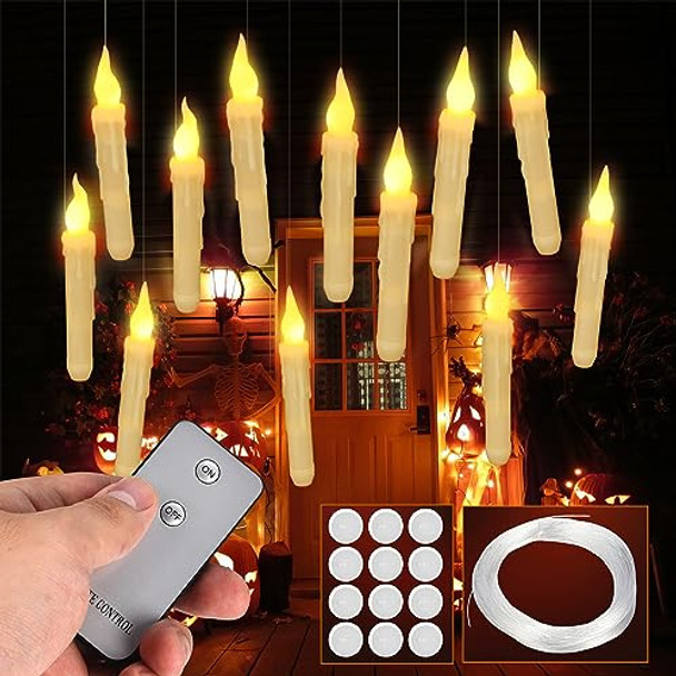 Kitmose Led Flickering Flameless Taper Floating Candles6-1/2 Inch Pillar Real Wax Hand Dipped Taper Candles Brown For Halloween Christmas Partyweddinghome Decor (Brown-6Pcs)