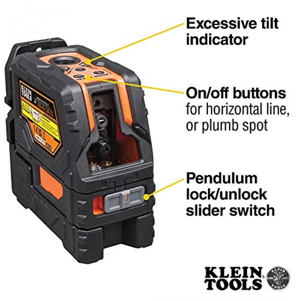 Klein Tools 93Lcls Laser Level Self Leveling & Impact Driver 7-In-1 Impact Flip Socket Set 6 Hex Driver Sizes Plus A 1/4-Inch Bit Holder Klein Tools 32907