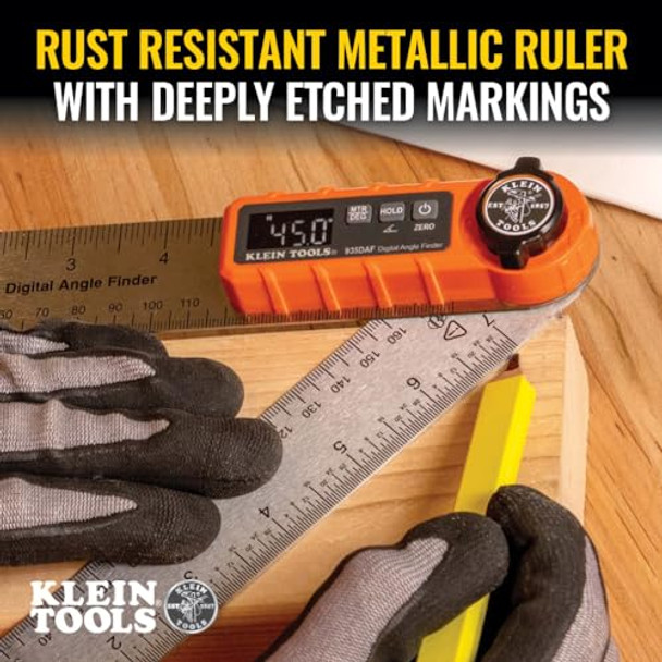 Klein Tools 935Daf Digital Angle Finder Precision Measurements Miter Saw Protractor Angle Calculation And Portable Design