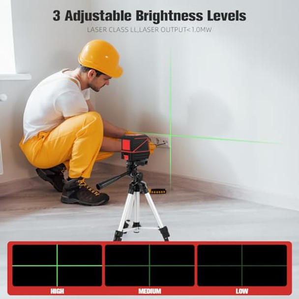 Koxobet Laser Level 100 Feet 360 Self Leveling Green Cross Line Lazer Leveler Tool With Tripod & Battery - For Picture Hanging Construction And Diy Home Improvement - Ip54 Waterproof For Laser Measuring