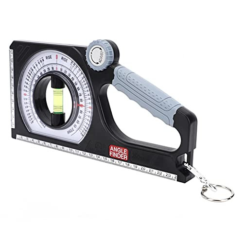 Kuuleyn Pitch Gauge Roofing Dual-Scale Rotary Pitch Finder With Thumb Dial Multifunction Tool Multi-Function Slope Gauge Constructing Engineering 130° Angle Finder With Carabiner