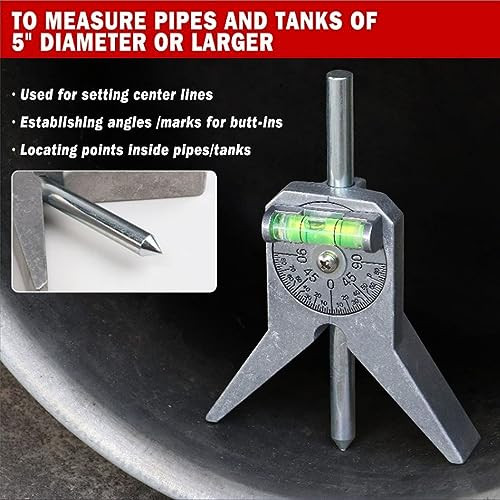 Kuuleyn Pipe Center Finderpipefitter Tools W/Magnetic Centering Headmeasure Pipe Diameteraccurate Location Aluminum Pipe Marker Centering Tool For Pipe Measurement