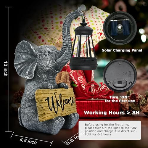 Kvr Kvr Solar Elephant Garden Light Statue – Outdoor Yard Decor Birthday  For Mom & Grandma ( )
