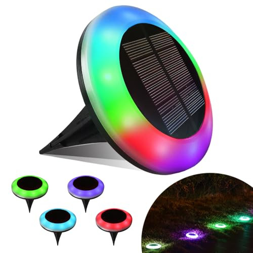 Lamtree 4 Pack 20 Lumens Colorful Solar Ground Lightspool Lights Solar Powered With Colorful & White Leds For Pool Area Ground Pathway Yard Patio Lawn And Garden