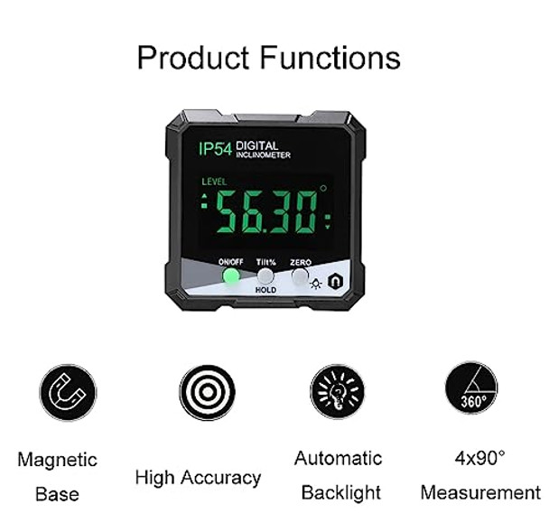 Lancoon Lancoon Digital Inclinometer Angle Finder With Lcd Bevel Gauge Protractor Backlight Magnetic Base High Accuracy Waterproof Battery Measuring Tool For Woodworking