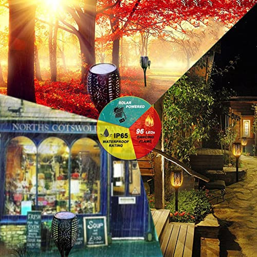 Lapeort Solar Tiki Torch 43" (Super Large Size) With Flickering Flame 99 Led Outdoor Waterproof Solar Powered Lights For Holiday Decorations Outside Garden Yard Pathway Decor