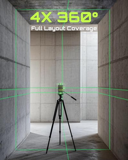Lasgoo Lasgoo Lg-4D 16 Green Beam 4X360° Laser Level Self-Leveling Tool With Horizontal And Vertical Dual Layout Ideal For Construction And Picture Hanging Lasgoo Lg-Rec01 Laser Receiver For Laser Level