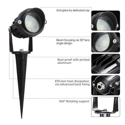 Lavaed Lavaed 10W Led Landscape Lights 12V Outdoor Spotlight With Connectors Low Voltage Landscape Lighting Warm White Waterproof Yard Uplight(2Pack)
