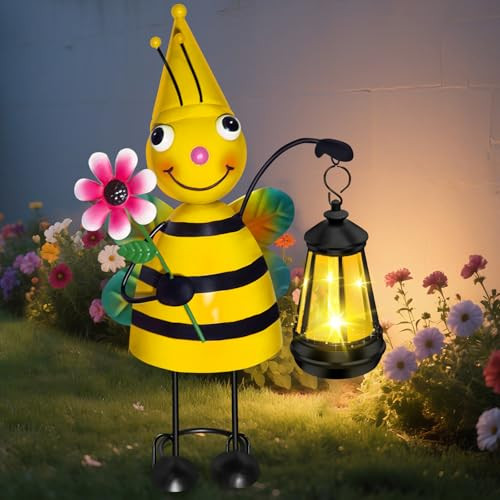 Lchpmy Solar Garden Lights Bee Statue With Solar Lantern Lights14.17 Inch Garden Lawn Decorationbirthday S For Women Grandmagardening S Decorative Stakes For Yardpatioporch Christmashalloween