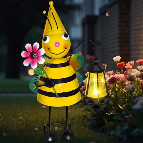 Lchpmy Solar Garden Lights Bee Statue With Solar Lantern Lights14.17 Inch Garden Lawn Decorationbirthday S For Women Grandmagardening S Decorative Stakes For Yardpatioporch Christmashalloween