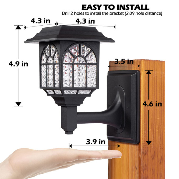 Leidrail Leidrail Solar Fence Lights 2 Pack Solar Lights Outdoor Waterproof Lantern Warm White Led Wall Deck Post Landscape Lighting For Garden Yard Patio Front Door