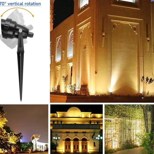 Leslampa Spot Lights Outdoor Yard Landscape Led Lighting 10W Waterproof Garden Spotlight Cob Led Spotlights With Spiked Stand For Lawn Decorative Lamp Us 3- Plug 3000K Warm White (1 Pack)