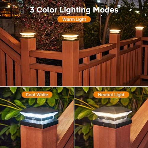 Letmy Solar Post Cap Lights Outdoor 8 Pack 40 Leds 30 Lumens Fence Post Solar Lights Outdoor With 3 Modes Waterproof Solar Post Lights For 4X4 5X5 Or 6X6 Vinyl Wooden Posts