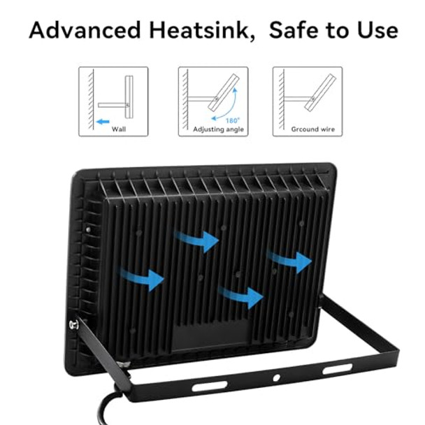 Lingwarm 4Pack-60W Led Flood Light Outdoor6600Lm Led Work Light With 6Ft Us Plugip66 Waterproof Exterior Security Lights6000K Daylight White Outside Floodlights Slim Design For Playground Yard Stadium